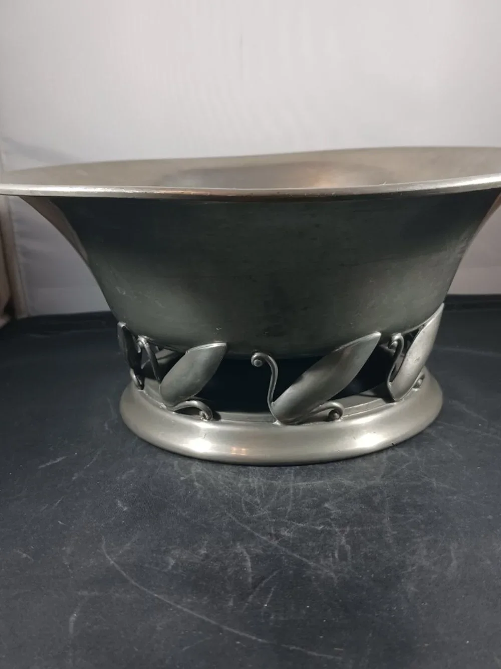 Vintage Art Nouveau Style Pewter Centerpiece Bowl Swan